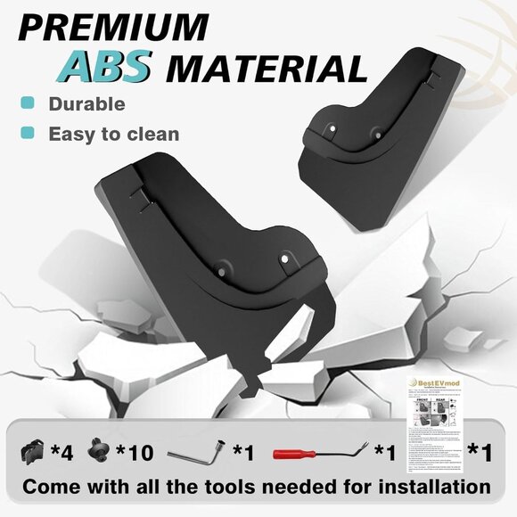 Custom Fit: BestEvMod compatible with Tesla Model Y Juniper Refresh Mud Flaps - Picture 4 of 7